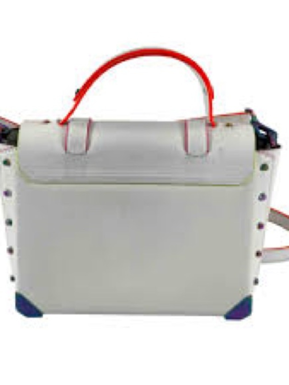 Michael Kors White Satchel with Iridescent Hardware and Orange Handle - Picture 2 of 6